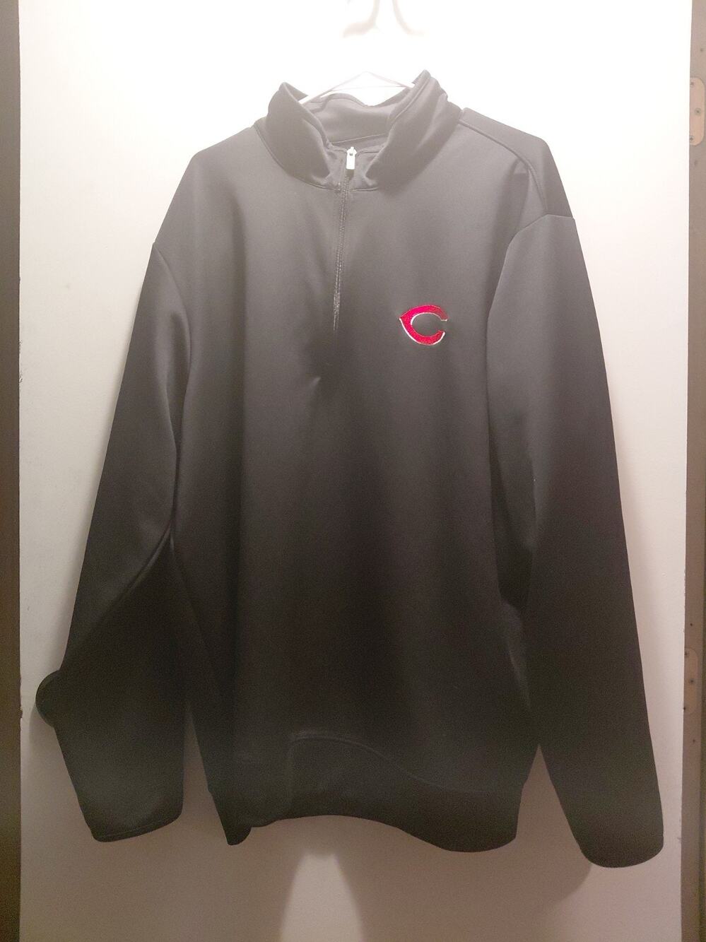 Antigua Cincinnati Reds Black Quarter Zip Pullover Sweatshirt